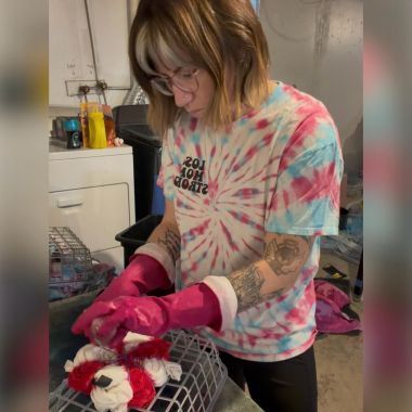 Just back on my tie dying 💕💙 first shirts I’ve dyed in almost a month!
