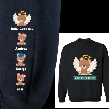 Sweet mama Laura asked if we could do something on the sleeve like how we did the ghosts and stars for the holidays.. and we came up with this! Little bears with bows and baseball caps, and she wanted my logo on it too! Literally the SWEETEST 😭😭🧸🧸