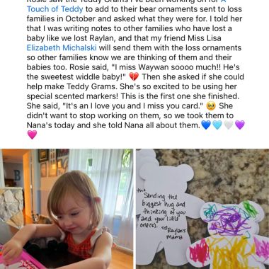 Shared with permission - check out this sweet post from Rosie and Raylan’s mama! Working on Teddy Grams! 🥹

#teddygram #atouchofteddy #lossmom #nonprofit