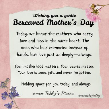 It’s okay if you acknowledge it - it’s okay if you don’t. Either way, sending you love and I’m honored to remember your babies with you ❤️
.
.
.
.
.
.
.
.

#bereavedmothersday #lossmom #grief #atouchofteddy