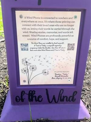 Upgraded the sign on my original Wind Phone! 🫶🏼☎️  #windphone #UPrinting #lossmom #nonprofit #atouchofteddy