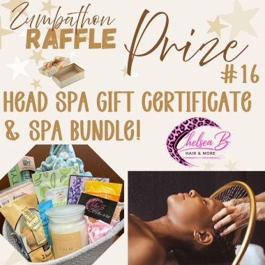 Our final Zumbathon prize courtesy of @chelseabhairmore! I’m secretly hoping my husband bids on this for me, I want that head spa 🤣🤣 we ❤️ Chelsea!! Thank you!!!