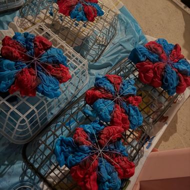 Late night tie dye sesh! 💕💙🧸